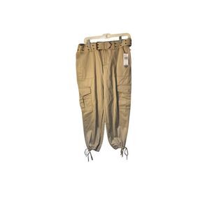 NWT DKNY jeans, tan khaki belted, cargo adjustable, cuff pants 4